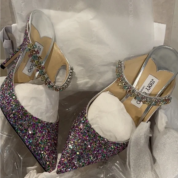 Jimmy Choo Bing 100 Sparkly Mules Size 41 - Picture 10 of 17